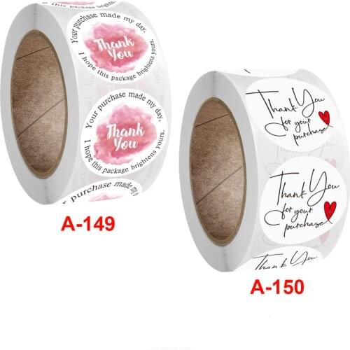 500Pcs/Roll Thank You For Your Purchase Stickers Gift Packaging Stickers Birthday Party Business Envelope Sealling Sticker