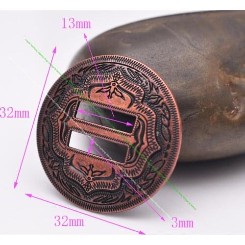 6X Western Cowboy Antique Copper Horse Saddles Tack Headstall Halter Leathercraft Belt Leather Slotted Conchos Buckle 1-1/4"