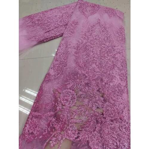 African French Mesh Lace Fabric with Sequins Peach Sequin Lace Fabric Nigerian Net Lace Fabrics for Party Sewing TJ09