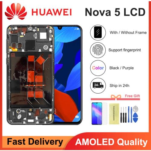 AMOLED 6.39'' LCD For Huawei Nova 5 LCD Display Touch Screen Digitizer SEA-AL00 Assembly For Nova 5 pro LCD Display SEA-AL10