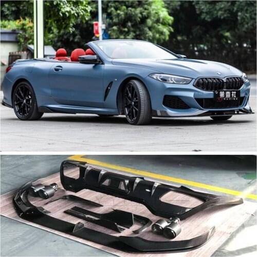 Real Carbon fiber bumpers front lip + rear diffuser + spoiler +Side skirts+ Racing Grills For BMW 8 Series 840i G14 (Two-Door)