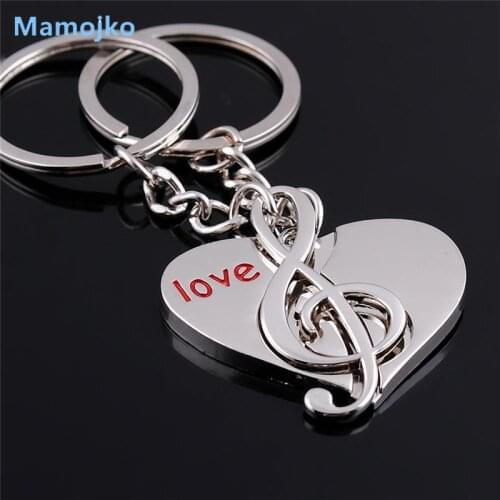 Mamojko Fashion Couple Love Heart Key Chain Women Men Key Holder Bag Buckle Accessory Charm HandBag Pendant Key Ring Gifts