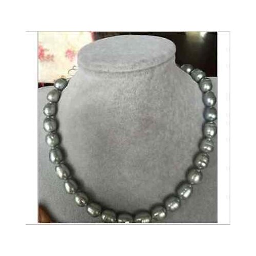 Elegant10-11mm south sea baroque silver grey pearl necklace 18inch