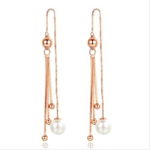 Everoyal New Top Quality Silver 925 Women Drop Earrings Jewelry Trendy Rose Gold Female Tassel Earrings Accessories Pearl Lady