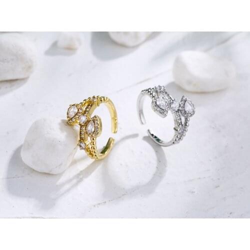 HECHENG,TOP Quality Origial Design Retro 18K Gold Plated ,Irregular Crystal Adjustable Women ,Wedding Ring