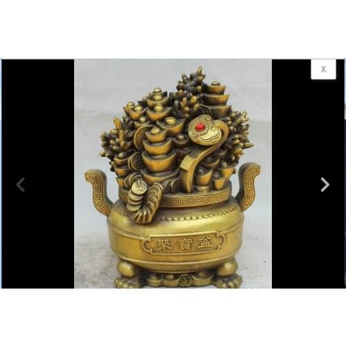 Hui88K821++12 china Copper Feng Shui Folk Ru Yi 3 Foot Wealth Money Treasure bowl