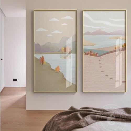 Modern Landscape Pink Canvas Painting Posters and Print Art Wall Picture for Living Room Home Decoration posters deer