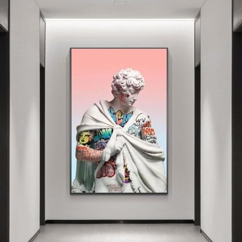 Vaporwave Sculpture Of David Canvas Art Posters Graffiti Art Of David Canvas Paintings on the Wall Street Art Picture Wall Decor
