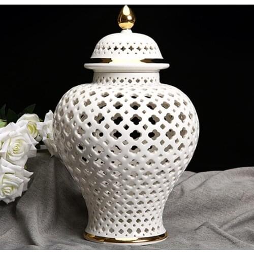 Home Ceramic Decoration Jar White Phnom Penh Storage Jar Handicraft Storage Box Decoration Living Room Decoration Accessories