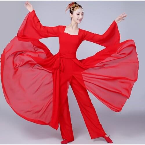 Chinese style Hanfu classical dance costumes womens elegant sleeve dance costumes traditional Chinese dance costume