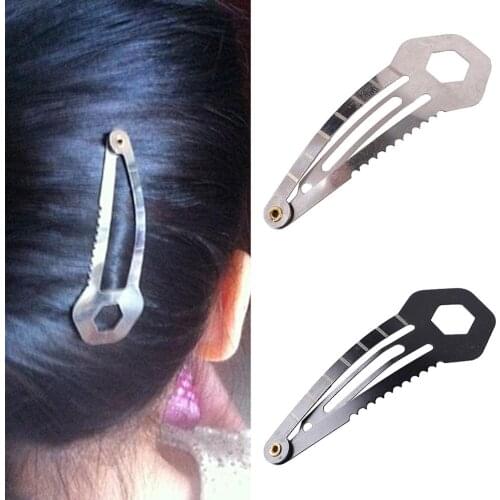 Multi-purpose Stainless Women Self Defense Tactical Survival Hairpins Screwdriver Cutter Keychain 8 In 1 Pocket Utility Tool