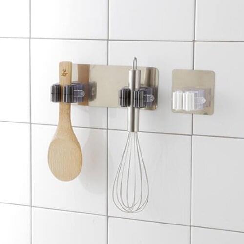 Multifunctional Traceless Sucker Hook Mop Holder Wall Mounted Kitchen Bathroom Suction Cup Rag/Broom/Mop Rack Storage Holder