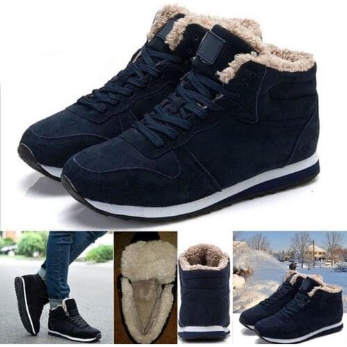Men boots Mens Winter Shoes Vogue Snow Boots Shoes Plus Size Winter Sneakers Ankle Men Shoes Winter Boots Black Blueko9
