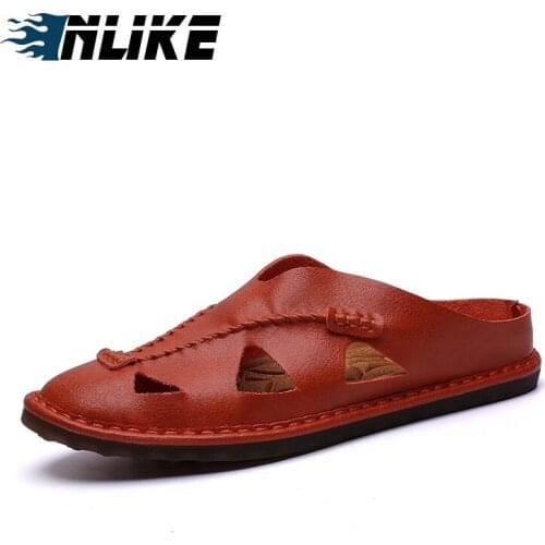 Men Leather Sandals 2019 Big Size Summer Handmade Men Shoes Man Breathable Casual Shoes