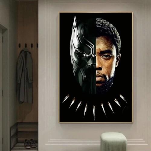 Marvel Superhero Black Panther Wall Art Canvas Painting Mask liveaction stitching Creativity Picture Bedroom Home Cuadros Decor