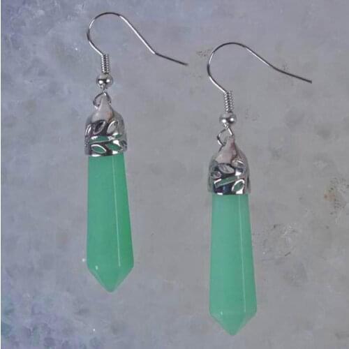 Natural Green Aventurine Beads Dangle GEM Earrings Women Jewelry T126