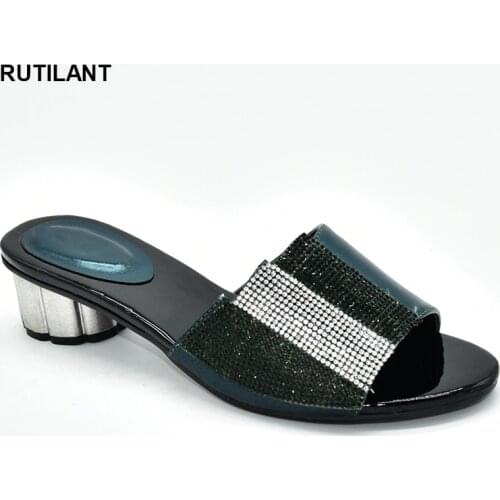 Nigerian Party Pump Women Luxury 2020 Rhinestone Wedding Party Shoes Hot Selling Italian Style Slingbacks African Women Slippers