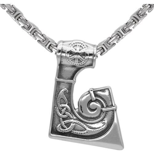 Viking stainless steel sun axe nordic rune Scandinavian dragon pendant necklace