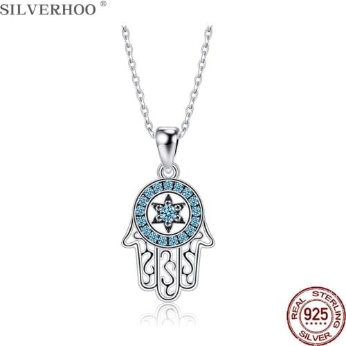 SILVERHOO 925 Sterling Silver Necklace For Women Fine Jewelry High Quality Cubic Zirconia Romantic Lady Necklaces New Products