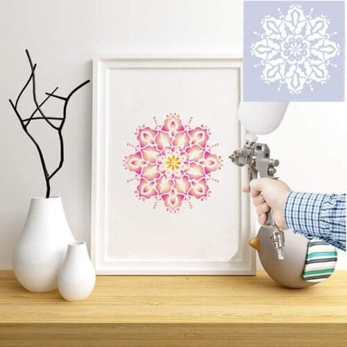 P82A 16pcs/set Mandala Stencils DIY Drawing Template Painting Scrapbooking Paper Card Embossing Album Decorative