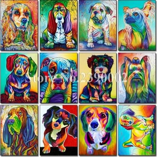 Full Diamond Embroidery Color Dog Diamond Painting Colored Chihuahua Needlework Diamond Mosaic Picture Home Decor Christmas Gift