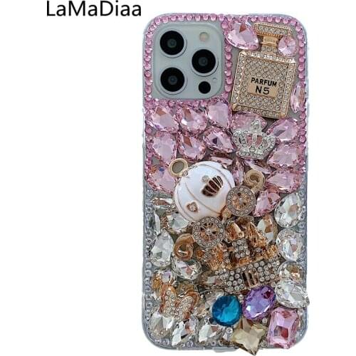 Luxury Crystal Rhinestone Diamond Pumpkin Car Bling Case Cover For Huawei Honor 8 9 10 20 30 Lite V10 V20 V30 V40 Pro 7X 8X 9X