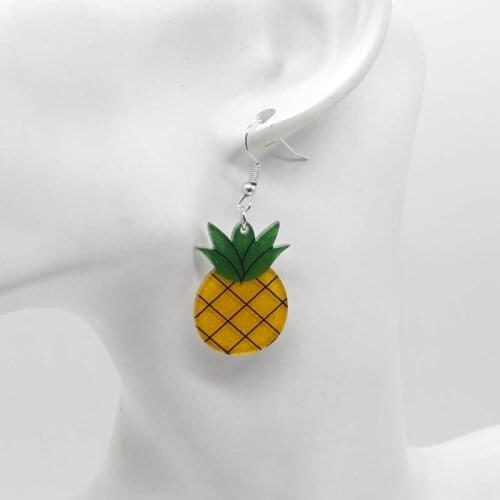 Cute and Fun Acrylic Fruit Pineapple Pendant Earrings Fashion Jewelry Gifts for ladies