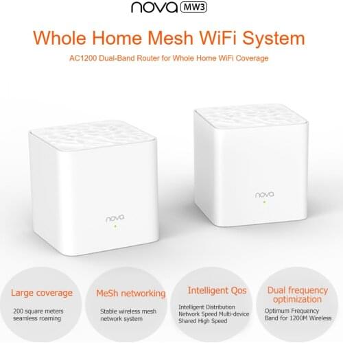 Tenda MW3 Home Wireless WiFi Bridge Dual-Band WiFi Router APP Remote Manage 2.4G/5G 10/100Mbps RJ45 Wireless Router