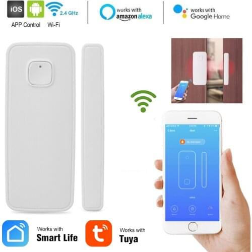 Tuya Smart WiFi Door Window Sensor Detector Wireless Alarm App Notification Home Security Compatible with Alexa Google Assistant