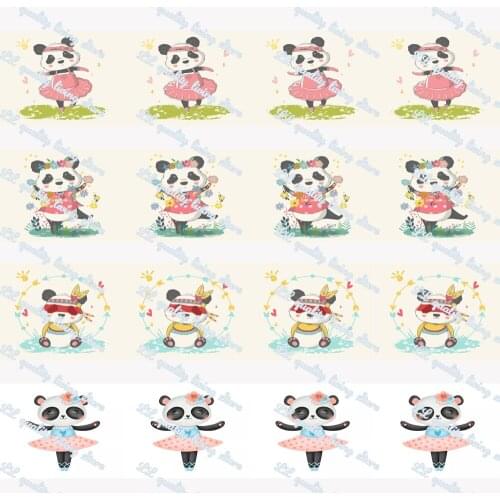 WL 50Yards Cute Cartoon Panda Grosgrain Ribbon Gift Wrapping Hair Bow Diy Party Decoration Craft Supplies Animal Collar