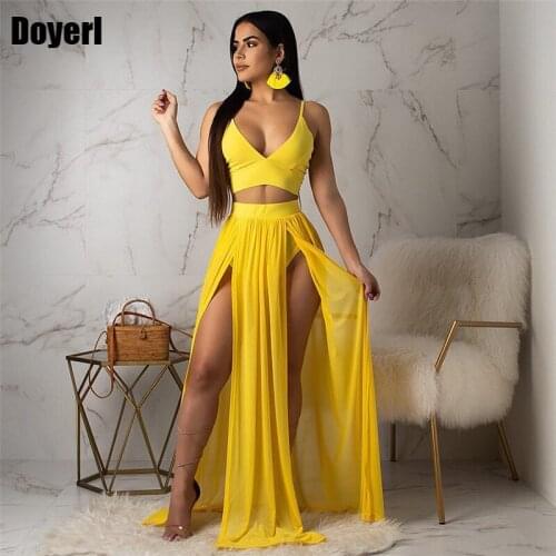 2021 Sexy Summer Two Piece Set Dress Women Chiffon Maxi Dress Ladies Sleeveless Beach Sundress Formal Evening Party Long Dresses