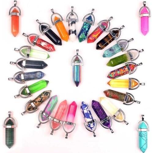 1PC Natural Crystal Amethyst Rose Quartz Crystal Point Pendant Quartz Mineral Jewelry Couple Decoration Holiday DIY Gift