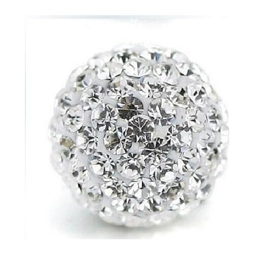 10mm White Czech Crystal Clay Pave Rhinestone Round Beads,Disco Ball Loose Spacer Beads for Bracelet Necklace Making 10pcs S12