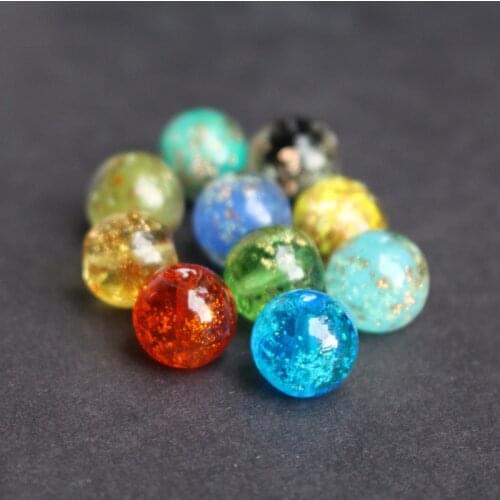 10pcs/lot 12mm Round Inner Sequied Luminous Lampwork Glass Beads Mix Colors for jewelry making