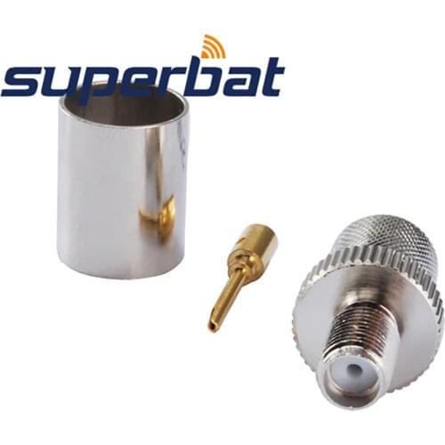 Superbat 10pcs SMA Crimp Jack Straight RF Coaxial Connector for Cable RG214 RG213 RG8 LMR400
