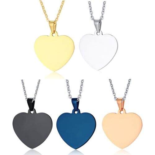 2021 Stainless Steel Heart-shaped tag 5 Colors Simple Pendant With Lettering Temperament Necklace Suitable For Women And Men