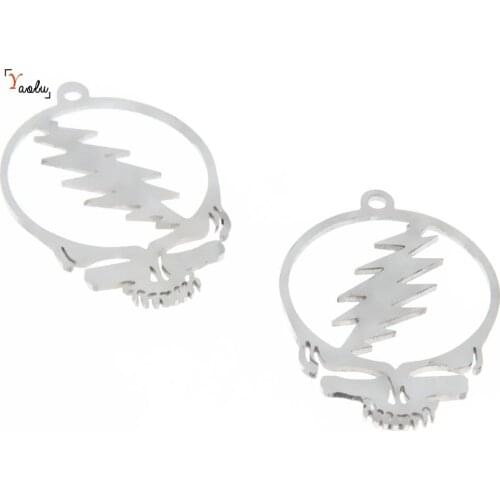 5pcs/lot Stealie Symbol charm Grateful dead inspired stealie deadhead music festivals Stainless steel Charm pendant 32x22mm