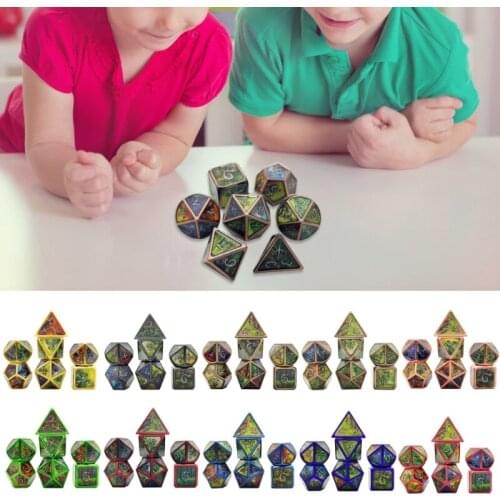 7pcs Deluxe Metal Dice Polyhedral Board Game Dice Set for friends Party RPG MTG Q84C