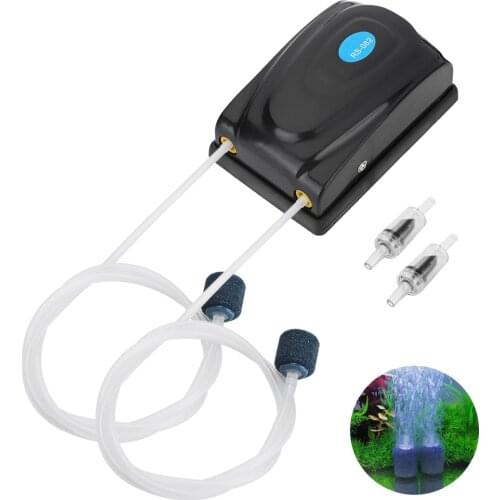 Aquarium Air Pump Mini Compressor Fish Tank Aquatic Accessories Single Double Outlet with Check Valve Tube 220V EU