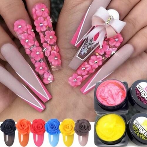 1 Piece UV Gel Acrylic Nail Art Modelling Manicure Decor 12 Coloful 3D Sculpture Carved Glue Glitter Nail Design Painting Gel