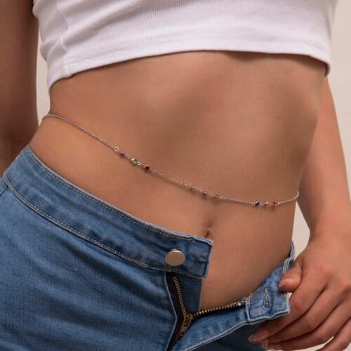 Ingemark Sexy Crystal Simple Belly Chain Fashion Bikini Waist Link Necklace Summer Body Jewelry for Women Accessories Female New