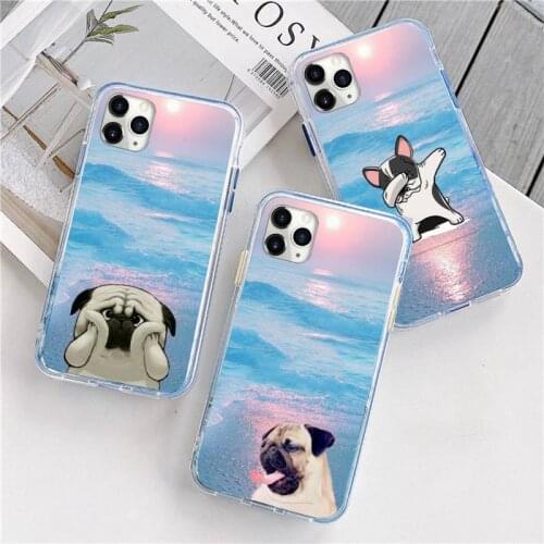 Pug French Bulldog beach sunset Phone Case For iphone 12 5 5s 5c se 6 6s 7 8 plus x xs xr 11 pro max mini