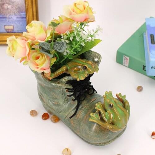 Home Decor Mini Flower Pot Fairy Garden Animal Frog Boots Succulent Pot Outdoor Decoration Resin Flowerpot