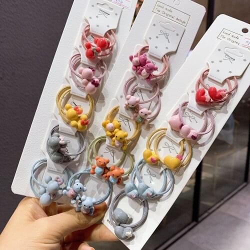 1Set lovely Cartoon Childrens series Girls Ponytail Elastic Hair Bands Sweet Princess Hair Accessories HeadWear