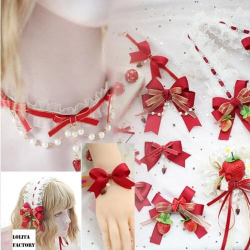 Originally Japanese sweet Lolita hairpin with KC strawberry hairpin Lolita hairpin strawberry neck chain clip