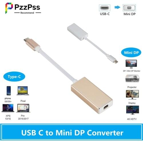PzzPss USB C Cable USB3.1 to Mini Displayport converter For New Apple Macbook Pixel 4k USB Type-c To Mini DisplayPort