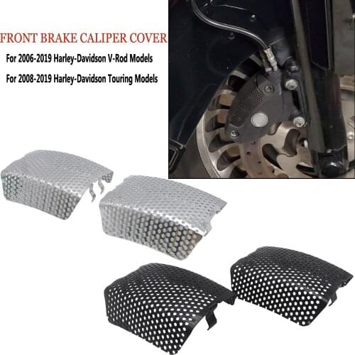 Motorcycle Front Brake Caliper Cover For Harley Touring 2008-2019 V-Rod 2006-2019 Black Protection Guard Cap Stainless Steel US