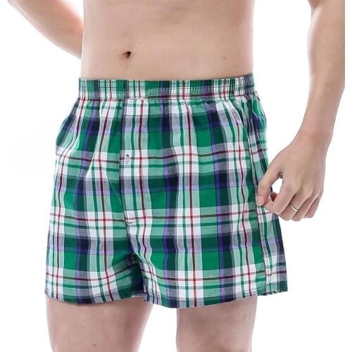 Summer Men Shorts Casual Plaid Print Elastic Waist Loose Breathable Plus Size Boxers Home Shorts ropa hombre шорты мужские 2021