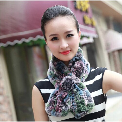 Fur scarf new fund of 2016 winter warm rabbit fur collar female flowers rabbit fur scarf