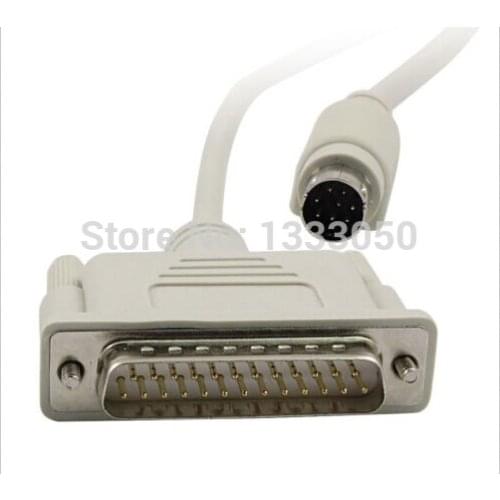 Male DB25 to Male Mini Din 9P PLC Cable White 7.9Ft for Digital GP Proface